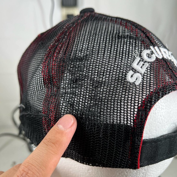 Racing Trucker Embroidered Baseball Cap Hat Red Black Flames Streetwear Vintage - Picture 8 of 9